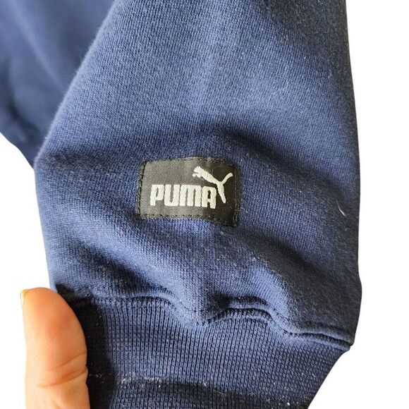 Puma Vintage 90s MLB Cleveland Indians Baseball Sweatshirt Mens M Blue Crewneck - Picture 3 of 8